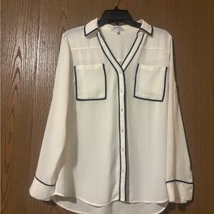 Express Cream Blouse with Black Accents